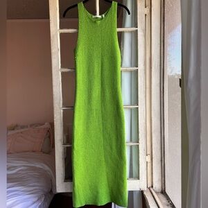 Helmut Lang Green Ribbon Knit Tank Midi Dress